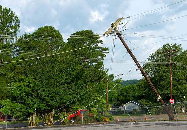 light pole outage fall high winds emergency power standby generator national standby repair